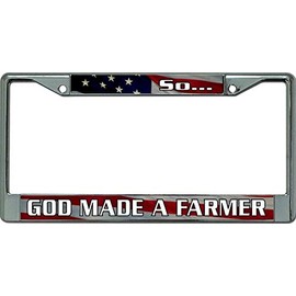 So God Made A Farmer Chrome License Plate Frame