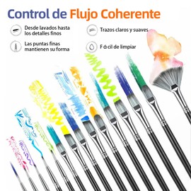 Kit de Pinceles para Pintura Acrilica de 19 pcs, Pinceles Profesionales para Acuarela, Oleo, Acrilica y Gouache, Ideal para Artistas,Estudiantes, Principiantes para Crear Pinturas de Acuarela (negro)