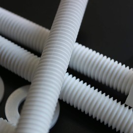 10x White Hex Head Screws Polypropylene (PP) Plastic Nuts and Bolts, Washers, M10 x 75mm, Acrylic, Water Resistant, Anti-Corrosion, Chemical Resistant, Strong.