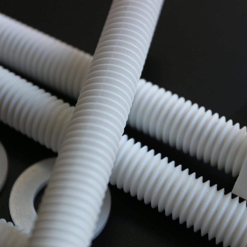 10x White Hex Head Screws Polypropylene (PP) Plastic Nuts and