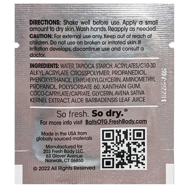 Fresh Balls "On-The-Go" Lotion Packets for Men (Unscented) - Pack