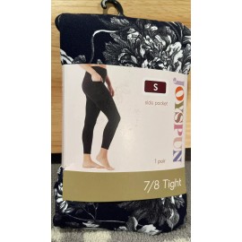 Joyspun Footless Tights Black & White Floral With Side Pocket Women’s Small NEW