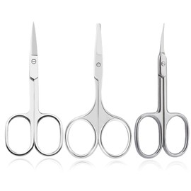 3 Pieces Cuticle Scissors, Stainless Steel Grooming Scissors, Curved Professional Manicure Scissors, Manicure Tools for Women, Beard Scissors for Men