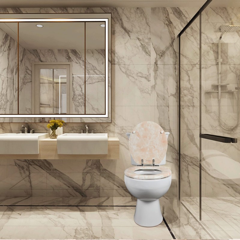 Angel Shield Marble Toilet Seat Durable Molded Wood with Quiet