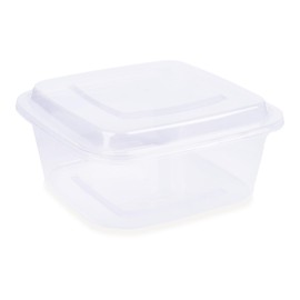 Multi Essential Trade Square Transparent Microwavable Food Storage Containers with Lids, Durable, Leak-Proof, Reusable & Disposable Meal Prep Containers, Pack of 50 (Transparent, 750)