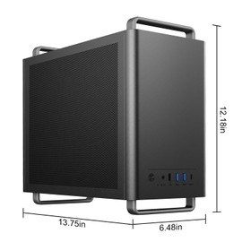 Micro ATX Case, MATX PC Case with Handle for ITX MATX Motherboard, Support for 240 mm Coolers, Graphics Cards up to 310 mm Length, and Micro Power Supply and ATX Standard Power Supply(Without Fans)