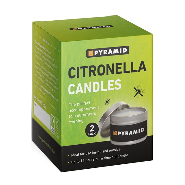 Pyramid Citronella Candles - 2 Candles in Screw Top Tins