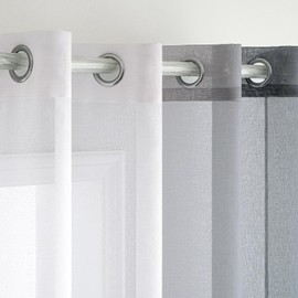 Woaboy Voile Curtain, Two-Tone Curtain with Eyelets, Transparent Curtain, Eyelet Curtain, Decorative Curtain, Translucent Window Curtain for Bedroom and Living Room, Set of 2, 140 x 145 cm, Grey