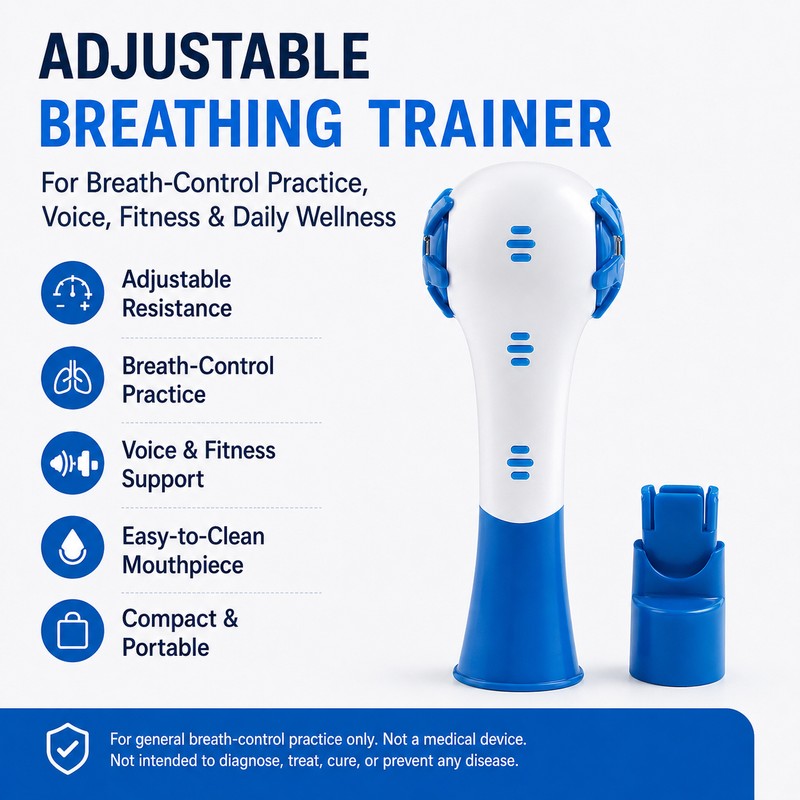 Adjustable Breathing Trainer for Breath-Control Practice – Compact ABS Exercise