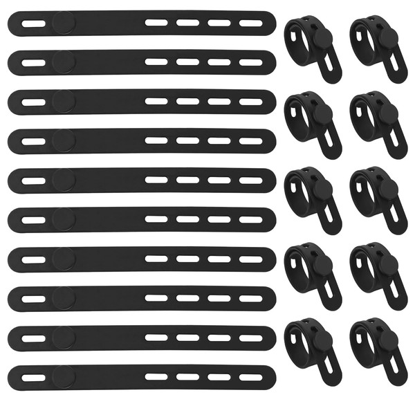 HFZRZFH 10Pcs Reusable Silicone Cable Ties with Adjustable Holes -