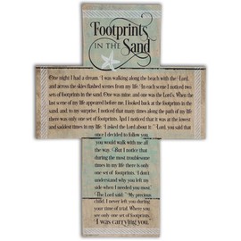 Abbey Gift (Abbey & CA Gift) Footprints Cross with Easel, 7" x 1" x 10" inches, Multi