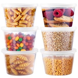 Xvvirnt 48 Pack Deli Containers with Lids,16 oz Plastic Food Storage Containers with Airtight Lids,Leakproof Clear Soup Containers,Stackable,Microwave Dishwasher Freezer Safe