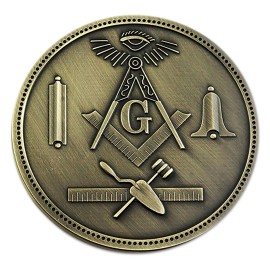 Working Tools Round Masonic Auto Emblem - [Antique Brass][3'' Diameter]