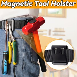 otuiaim Magnetic Tool Holder Belt Clip - Easy Access to Screwdrivers, Hammers, Wrenches, Pliers, Nails, Hardware Tools, for Electricians, Plumbers, Carpenters, Contractors
