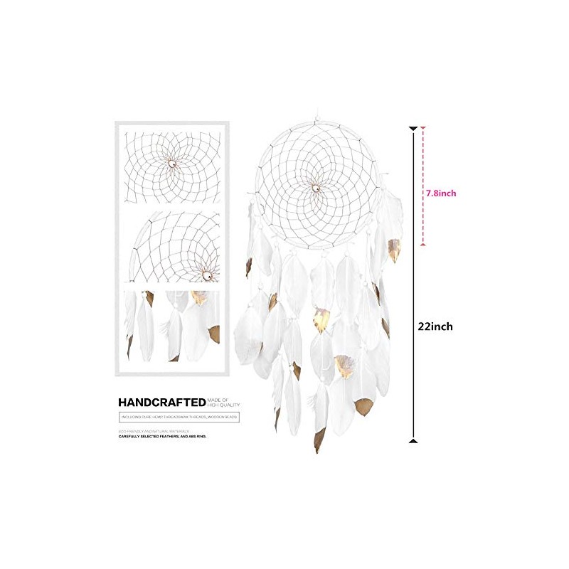 Handmade Dream Catchers,White and Gold Feather Decoration for Christmas Wedding