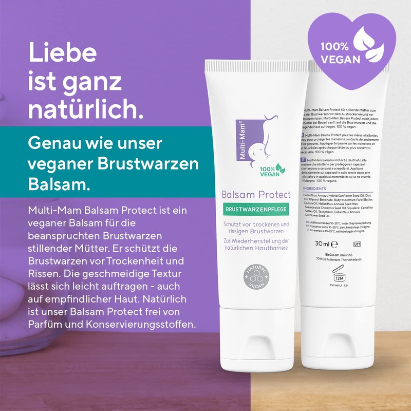 Multi-Mam Balsam Protect beruhigt und schützt trockene und rissige Brustwarzen