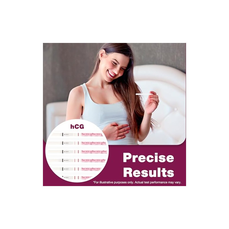 easy@Home Tiras de Embarazo, 20 hCG, Detección Temprana, App Premom