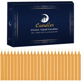 24 Pack Golden Spell Chime Candles – Premium Mini Unscented Taper Candles for Rituals, Prayer, Meditation, Altar, Spells – 4" Tall – Ideal for Witches & Spiritual Practices