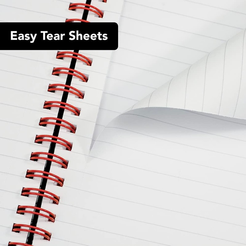 Oxford Black n' Red Ruled Matt Black Wirebound Hardback A4