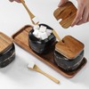Spice Jars Set, 3 Pieces Ceramic Sugar Bowl with Lid