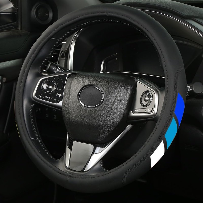 Premium Leather Steering Wheel Cover Compatible with Toyota Tacoma 4Runner