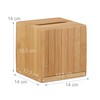 Relaxdays Kosmetiktücherbox quadratisch, Taschentuchbox Holz, Kosmetikbox Bambus, Tücherbox, HBT: 14