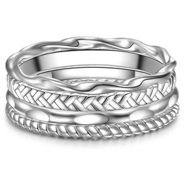 Glanzstücke München Women's 925 sterling silver ring, set of 4, Silver