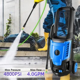 Commowner 4800PSI Electric Pressure Washer, 2025 4.0 GPM High Power Washer Machine, with Adjustable Nozzle and Soap Bottle for Cars/Fences/Driveways/Home/Patios (Blue)
