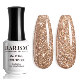 RARJSM Glitter Gel Nail Polish Rose Gold Gel Polish 1PCS Reflective Glitter Gel Nail Polish Diamond Gel Polish Sparkling Glitter Gel Polish Soak off UV LED Cured for Home DIY Nail Salon Manicure 15ML