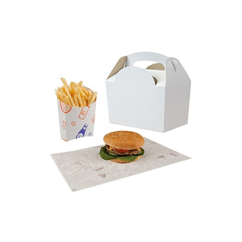 MustBeBonkers BBQ Party/Kids Happy Meal Takeaway White Food Boxes With