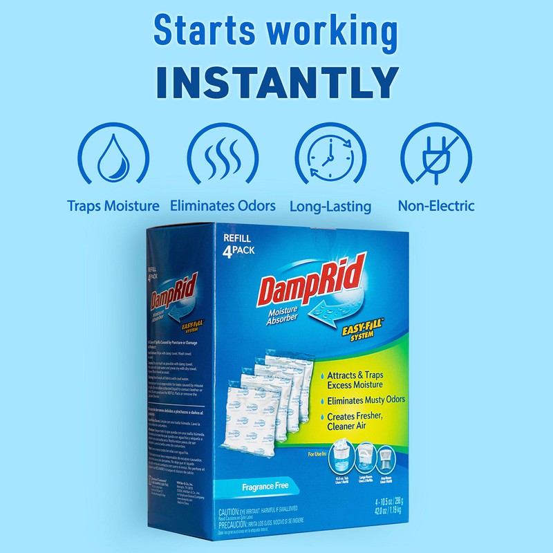 DampRid 10.5 oz Fragrance Free Absorber Easy Fill Refill Packs-4