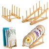 2Pcs Plate Stands for Display, Wooden Plate Holders with 1