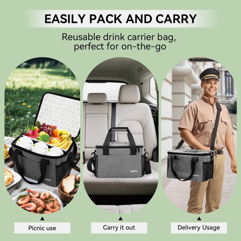 6 Cups Drink Carrier for Delivery, Reusable Cup Holder with