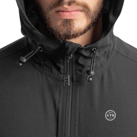 ATG by Wrangler Men's Flex Ventilated Full Zip Windbreaker Hiking Jacket, Black
