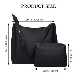 Naapesi Women's Handbag, PU Leather Shopper Set with Adjustable Shoulder Strap, Simple Handbag, 2-Piece Set, Tote Bag, Shoulder Bag for Work, School, Shopping and Travel, Large Capacity, black