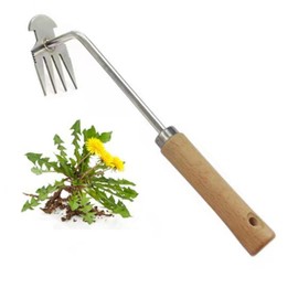 Weed Removal Tool, 2024 New Garden Weeding Tools Manganese Steel Hand Weeder Tool with Handle, 4 Teethes Dual Purpose Manual Weeders Tool Weed Pulling Tool for Garden (Wooden Handle)