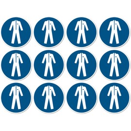 Use protective clothing, mandatory sign: M010 - DIN EN ISO 7010 / ASR A1.3 - sticker: diameter 2.5 cm, pack of 12