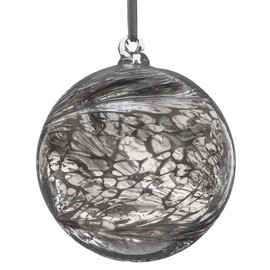 Sienna Glass Christening Friendship Ball – 10cm Handcrafted Silver Glass Ornament with Ribbon – Unique Gift for Baptism or Naming Ceremony