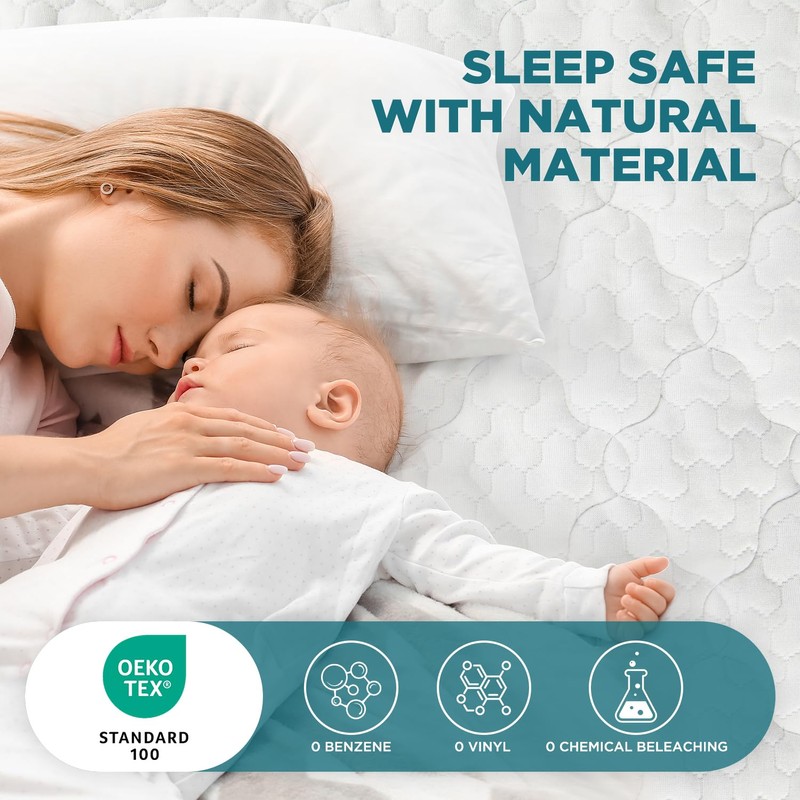5 Sided Waterproof Mattress Protector Queen Size, Quilted Bamboo Rayon