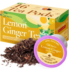 Lemon Ginger Tea Pods for Keurig (16 ct) - Herbal Tea rich in Vitamin C & Antioxidants for Immune Support & Digestive Health - Decaf Tea Sampler Compatible with Tea K Cups for Keurig 2.0 by Gya Tea Co