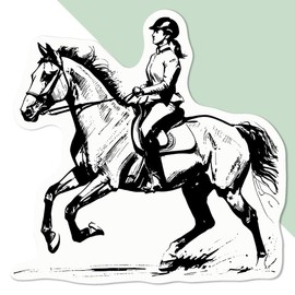 Medium 100mm 'Horseback Riding Woman' Permanent Sticker Decal for Cars/Windows/Bins/Walls etc (DW00111513)
