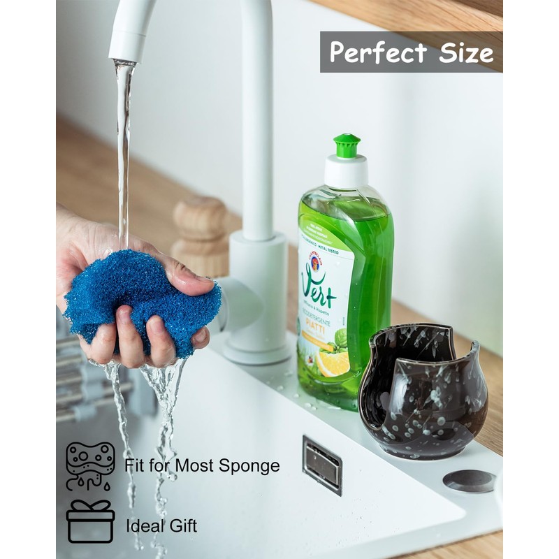 Zoeeker Kitchen Sponge Holder, Ceramic Dish Sponge Holder Sponge Organizer