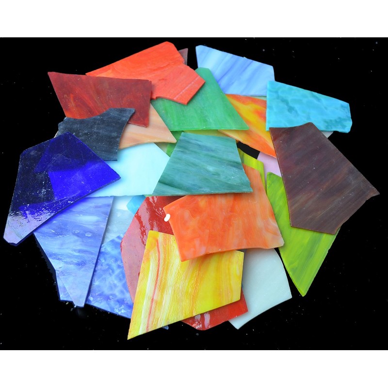 Lanyani Glass Mosaics Pieces Stained Glass, Assorted Colors and Shapes,