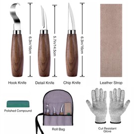 YHLAWM Wood Whittling Kit for Beginners, Wood Carving Kit with 3 Pcs Wood Carving Knives & 4 Pcs Woodcarving Auxiliary Tools, Complete Set of 7 Beginner Wood Carving Set, Gift Set for Kids and Adults