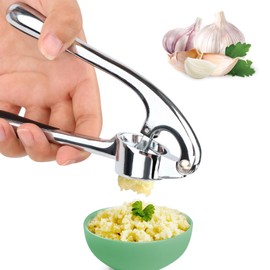 Garlic Press Kitchen Gadget Garlic Cutter Garlic Press with Easy Press Handle Garlic Chopping Tool for Extracting More Garlic Paste, Easy to Clean - Silver