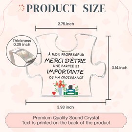 Teacher Gifts French from Students, Acrylic Puzzle Table Sign, Teacher Appreciation Gifts for Women Men, Teacher Senior Graduation Gifts for Thank You Teachers