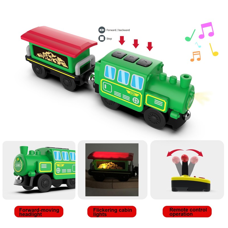 Battery Operated Locomotive Train Set for Wooden Train Tracks,Powerful Engine
