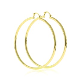 Women's Trendy Extra Large Extra Extra Large 40-100mm Real 14k Gold Layered Round BIG Hoop Yellow Gold Tone Earrings Click Top, Yellow Gold Brass,