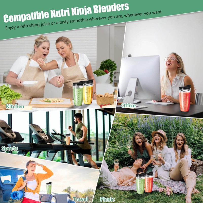 2025 Upgrade 2 * 24oz Ninja Blender Cups Replacement with