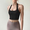 Bralette Sports Top Yoga Back Shirring Halter Neck 2-Color Open Back Sleeveless White/M